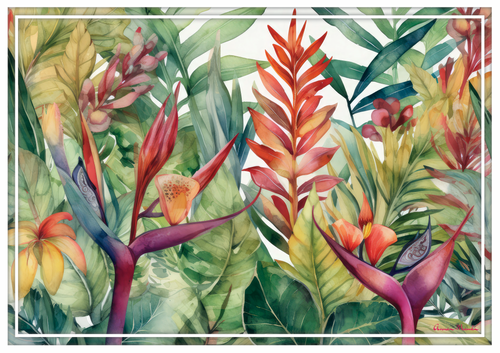 Vinyl Placemats - Set of 4 - Watercolour Heliconia