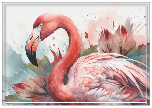 Vinyl Placemats - Set of 4 - Watercolour Flamingo