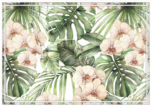 Vinyl Placemats - Set of 4 - Orchid and Monstera