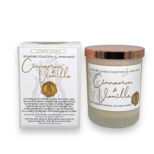 Signature Collection - Scented Soy Wax Candle - Cinnamon and Vanilla