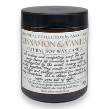 Load image into Gallery viewer, Essential Collection - Natural Soy Wax Candle - Cinnamon and Vanilla