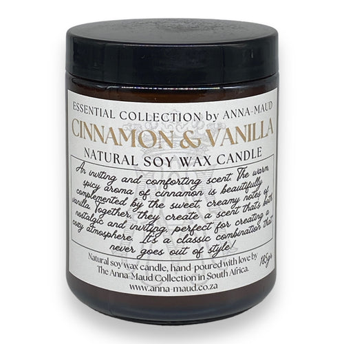 Essential Collection - Natural Soy Wax Candle - Cinnamon and Vanilla