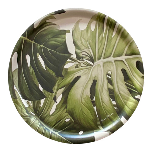 Melamine Round Tray - Monstera
