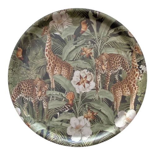 Melamine Round Tray - African Safari - Midnight