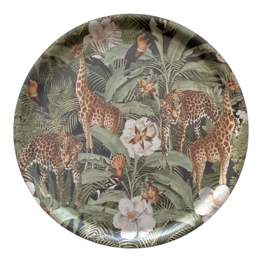Melamine Round Tray - African Safari - Midnight