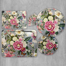 Load image into Gallery viewer, Enchanted Garden Round Tray - Grey Linen