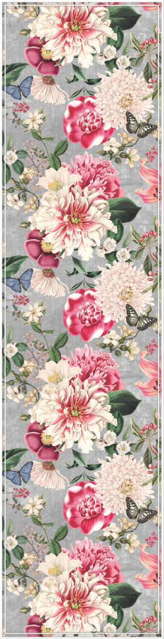 Vinyl Table Runner - 400mm x 1550mm - Enchanted Garden - Grey Linen
