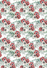 Load image into Gallery viewer, Tablecloth - Anemone - White and Red