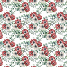 Load image into Gallery viewer, Tablecloth - Anemone - White and Red