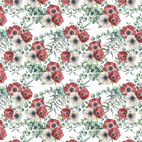 Tablecloth - Anemone - White and Red