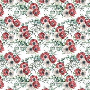 Tablecloth - Anemone - White and Red