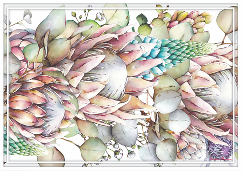 Vinyl Placemats - Set of 4 - Pastel Protea