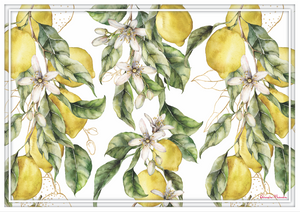 Vinyl Placemats - Set of 4 - Lemons and Leaves