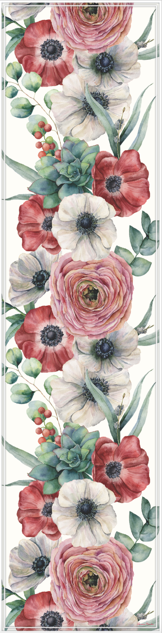 Vinyl Table Runner - 400mm x 1550mm - Anemone and Succulent