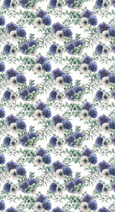 Tablecloth - Anemone - White and Purple