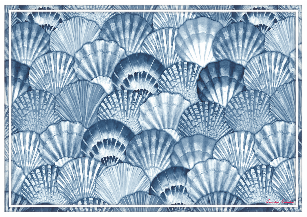 Vinyl Placemats - Set of 4 - Indigo - Clams