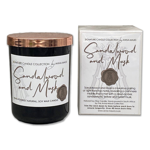 Signature Collection - Scented Soy Wax Candle - Sandalwood and Musk