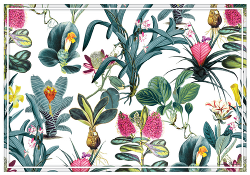 Vinyl Placemats - Set of 4 - Botany - White