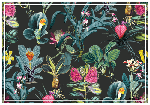 Vinyl Placemats - Set of 4 - Botany - Black