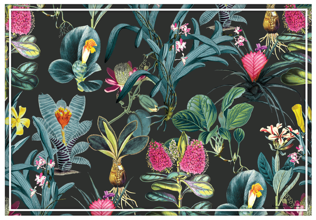 Vinyl Placemats - Set of 4 - Botany - Black