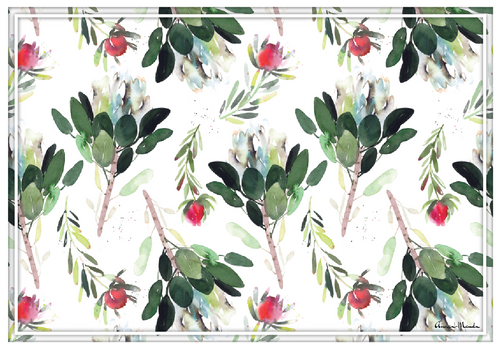 Vinyl Placemats - Set of 4 - Watercolour Proteas