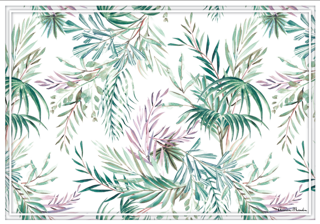 Vinyl Placemats - Set of 4 - Palm Springs - White