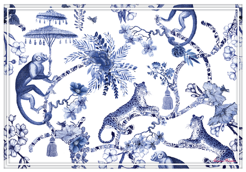 Vinyl Placemats - Set of 4 - Chinoiserie - Blue