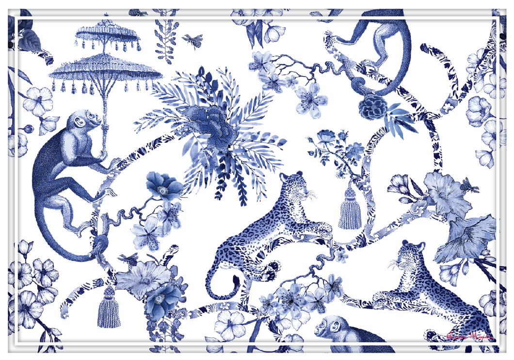 Vinyl Placemats - Set of 4 - Chinoiserie - Blue