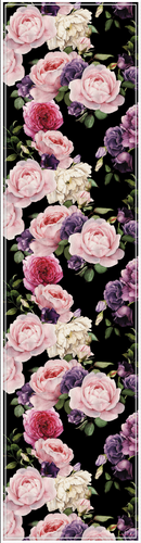 Vinyl Table Runner - 400mm x 1550mm - Vintage Rose - Black