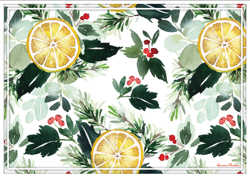 Vinyl Placemats - Set of 4 - Lemon and Berry