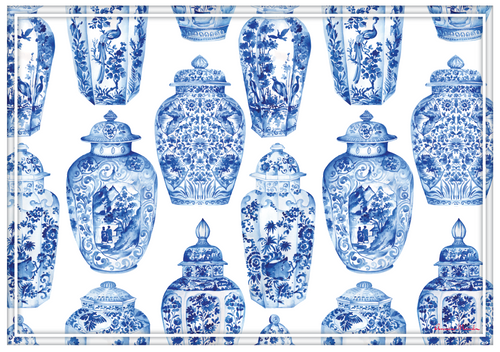 Vinyl Placemats - Set of 4 - Ming Vase - White