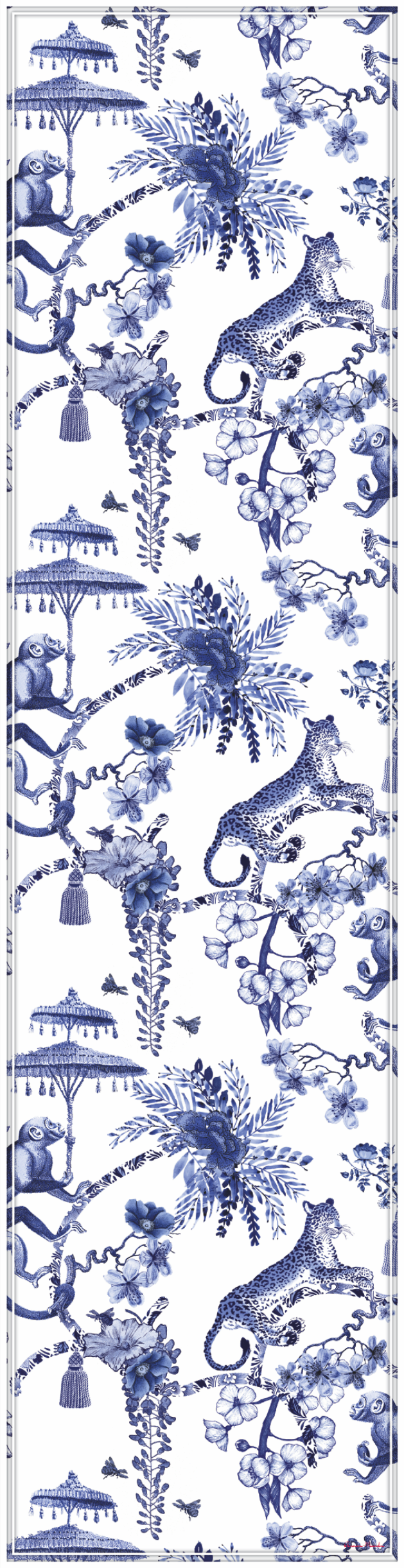 Vinyl Table Runner - 400mm x 1550mm - Chinoiserie - Blue
