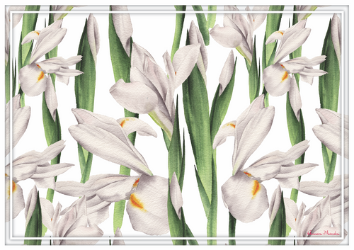 Vinyl Placemats - Set of 4 - Iris - Classic White