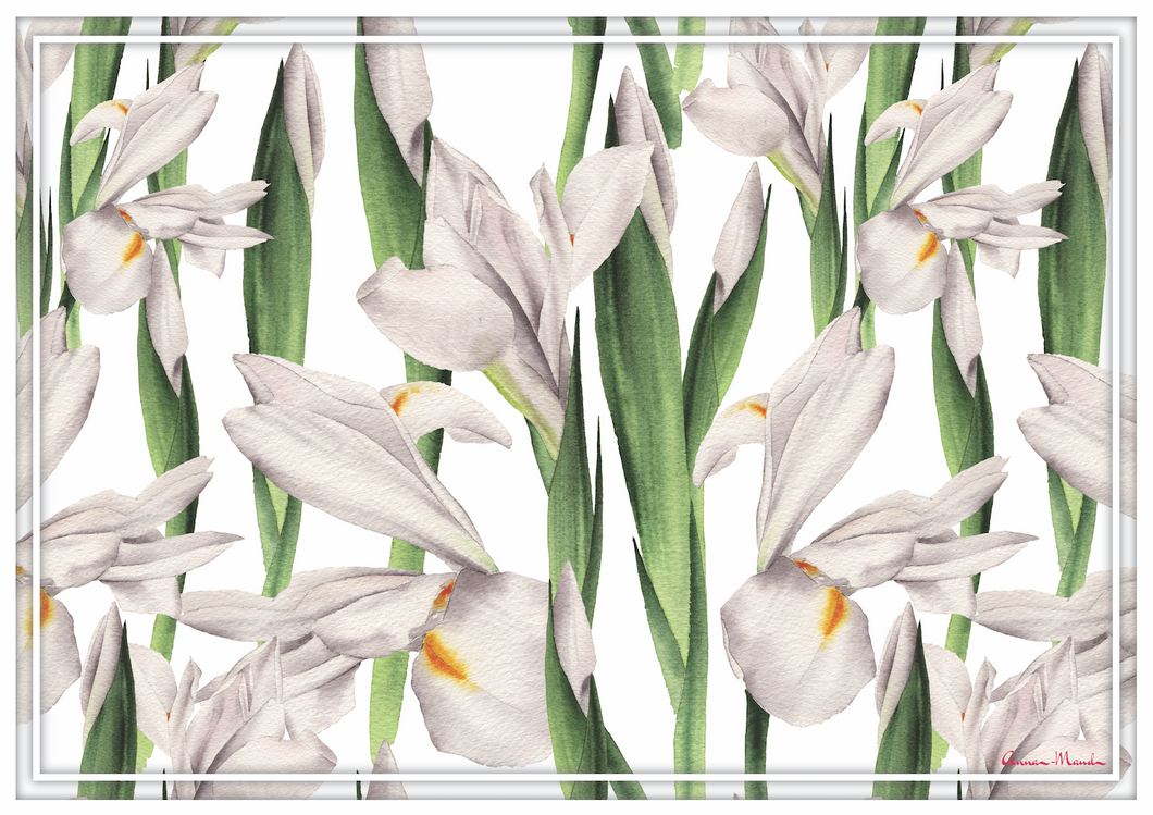 Vinyl Placemats - Set of 4 - Iris - Classic White