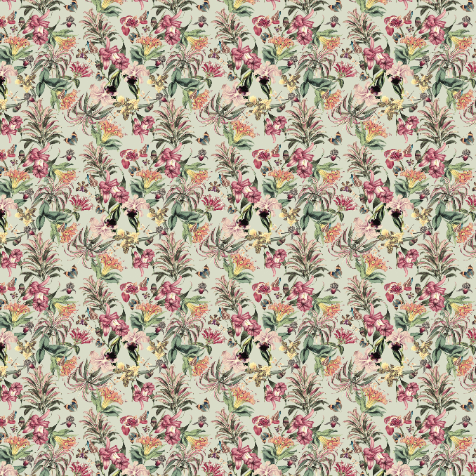 Tablecloth - Eternal Jungle - Mauve on Mint