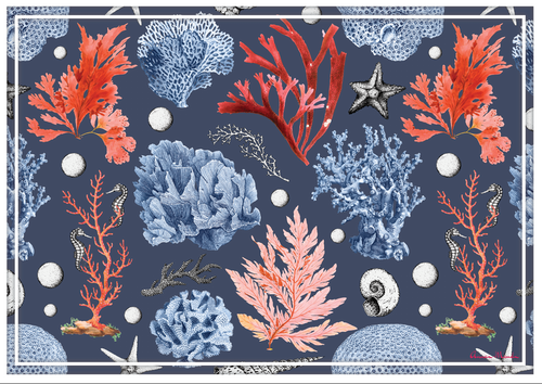Vinyl Placemats - Set of 4 - Del Mar on Denim