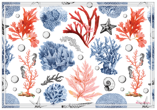 Vinyl Placemats - Set of 4 - Del Mar on White