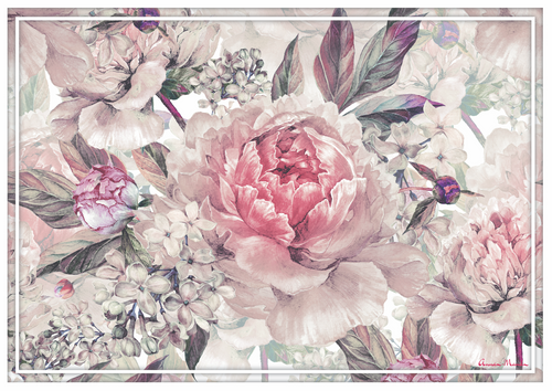 Vinyl Placemats - Set of 4 - Classic Pink Peonies