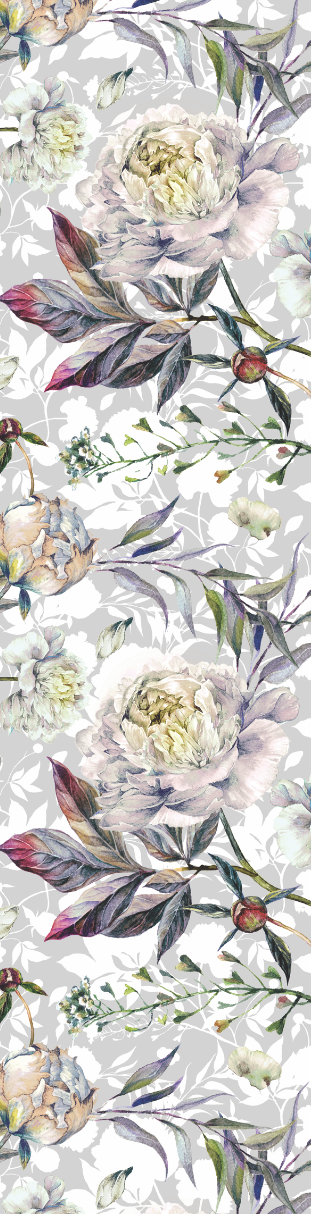 Textile Table Runner - Classic White Peonies