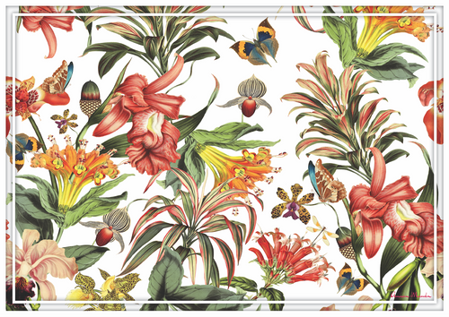 Vinyl Placemats - Set of 4 - Eternal Jungle - Autumn on White
