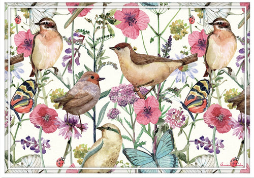 Vinyl Placemats - Set of 4 - Birds and Butterflies