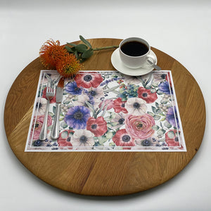Vinyl Placemats - Set of 4 - Anemone - Multi-Colour