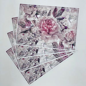 Vinyl Placemats - Set of 4 - Classic Pink Peonies