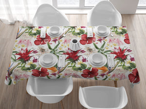 Tablecloth - Tropical Flowers - White